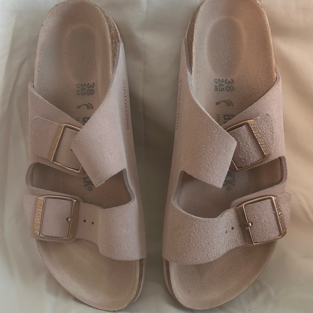Light Pink Suede Birkenstock sandals